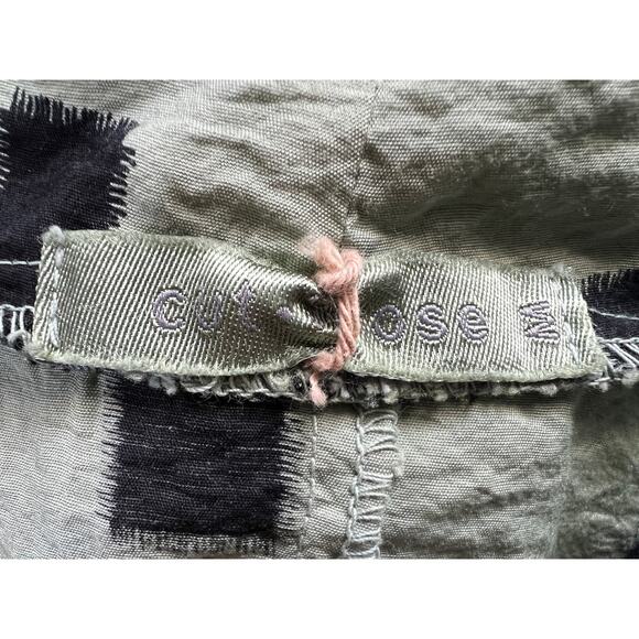 Cut Loose Womens Size Medium Cowl Neck A-Line Mini Dress Geo Print Green Black - Picture 3 of 11